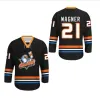 21 Maglia da hockey Wagner San Diego Gulls Qualsiasi giocatore o numero Nuovo punto cucito Maglie da hockey su film Tutte cucite Bianco Rosso Blu Spedizione gratuita