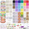 Creative Mixed Beads Set Rainbow Color Small Glass Beads For Bracelet Makings Kit Polymer Clay Flat Beads DIY Accessories Kit 231229