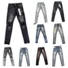 Paarse jeans Herenjeans Modetrend Inkeping Flap Motorfiets Slanke zwarte herenbroek Designer Jeans Hoogwaardige kwaliteit Grote maat