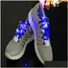 Novidade Iluminação Piscando Iluminado Cadarços Nylon Hip Hop Flash Luz Esportes Patinação Enxada Laces Armleg Bandas Drop Delivery Lights Dhygf