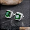 Stud Choucong Stunninjg Semplice Gioelleria Raffinata E Alla Moda 925 Sterling Sier Princess Cut Smeraldo Cz Pietre Preziose Del Diamante Delle Donne di Cerimonia Nuziale Orecchino Dro Dhdsz