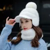 Marque hiver chapeau coupe-vent protection des oreilles chapeaux bonnet pour femmes laine écharpe casquettes pompons cagoule masque Gorras Bonnet tricoté chapeau 231229