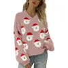 Pulls pour femmes Femmes Noël Pull tricoté Mignon Santa Head Motif Crewneck Pull Longue Tunique Sweats à capuche Veste polaire Top léger