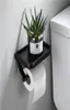 Wall Mounted Black Toilet Paper Holder Tissue Paper Holder Roll Holder With Phone Storage Shelf Bathroom Accessories4480095