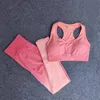 Wyprost kobiety Ombre Yoga Set Sport Bra+bezproblemowe legginsy na siłowni trening sportowy odzież sportowa fiess kombinezon jogi wysokiej talii bieganie