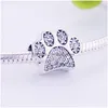 Zilver 925 Sterling Sier Toy Dog Print Bear Paw Zirkonia Stone Beads Fit Originele bedelarmband voor het maken van Berloque Diy9272913 Drop D Dhv98