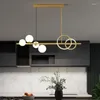 Pendant Lamps Modern Black LED Chandelier Gold Ball Ceiling Design Dining Room Kitchen Bar Living Bedroom Lamp Line Hanging Light