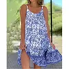 Casual Dresses Elegant Women Sexy Strap 2023 Summer Lady Floral Loose Tank Top Dress Beach Vacation Kvinnlig mantel S-5XL