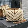 10A Jamie Giant Chain Bag Suede and Shearling Patchwork Raffia Flap Bag Läderfoder Magnetiska snapflik Kvinnor Straw Shoulbag Designer Crossbody Handväska