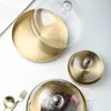 Инструменты для выпечки, золотая металлическая круглая форма для торта со стеклянной крышкой, пыленепроницаемый поднос для хлеба, десерта, европейский стиль, домашнее украшение