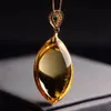 Natural Yellow Citrine Quartz Water Drop Pendant 38x15mm Women Rare Wealthy Gold Citrine Stone Fashion Bead Necklace AAAAA 231229