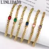 Bangle 10st Ny Design Rainbow Crystal Fashion Oval Shape Cuban Link Chain Justerbar armband Populär högkvalitativ gåva för kvinnor