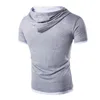 Heren T-shirts met korte mouwen Heren Fitness Spier Capuchon Bodybuilding Strakdrogend shirt Tops Casual zomer voor kleding
