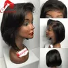 Perucas laterais parte bob perucas de cabelo humano com cabelo do bebê sem cola virgem malaio bob perucas completas do laço para preto feminino bobcut peruca dianteira do laço