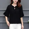 Shirts 2023 Summer Chiffon Women Blouse Short Sleeve Casual Loose L6xl Tops Long Shirts Women Loose Female Clothing Yellow 19889