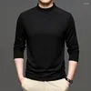 Herr t-skjortor toppklass Mulberry Silk Turtleneck Modal långärmad t-shirt 2023 Ankomster män smarta casual klassiska tees affärstoppar