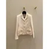 Kvinnors kostymer 2024 Spring High Quality Silk Wool Ivory Red Flower Appliques Woman Blazers