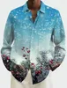 Chemises décontractées pour hommes Boutique Arbre de Noël Flocon de neige Chemise d'impression Cardigan d'été Revers Undershirt Street Fashion Top