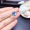 Küme halkaları Charming Clear Sky Mavi Topaz Taş Yüzüğü 925 STERLING Gümüş 6x8mm Doğal Gem Renk Kız Doğum Günü Hediyesi