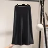 Jupes de couleur unie jupe élégante taille haute satin maxi pour les femmes a-ligne slim fit formelle fête bal avec doux