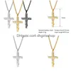 Porte-clés Longes Arbre de Vie Croix Pendentif Colliers Hommes Relin Foi Crucifix Charme Décoration Chaîne Pour Femmes Bijoux Cadeau Dro Dhpvt