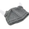 Berretti Berretto vintage Cappello divertente con teschio cosplay in corno di bue grosso lavorato a maglia per bambini adulti