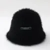 Rabbit Hair Bucket Hat Female Hairy Fisherman Korean Style Warm Fall Winter Show Face Small Pot Winter Plush Hats Female 231229