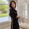 Ubranie etniczne Spring/Summer Modifed Printed Velvet Long Cheongsam Dress