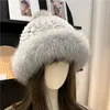 Autunno e inverno carino lontra capelli di coniglio cappello di pelliccia lavorato a maglia palla di pelo di volpe dolce cappello da principessa protezione per le orecchie femminile sport all'aria aperta 231229