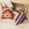 Travesseiro boho capa 45x45cm lance quadrado geométrico bordado decoração de casa para sala de estar quarto sofá cama cadeira