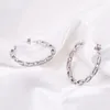 Stud Earrings VARY Fashion Personality 925 Sterling Silver Hoop With Zircon Chain Hollow Oversized