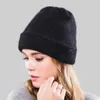 Femmes hiver chaud chapeaux Angora lapin cheveux tricot bonnet filles mode Double couche manchette à la mode crâne casquette 231229