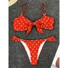 Wear Zafille Polka Dot Badpak Dames Badmode 2021 Bikini Tweedelige Set Strik Knoop Badpak Dames Badpak Push Up