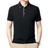 Polos pour hommes T-shirt à manches courtes Polo été couleur unie col simple décontracté