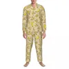 Mäns sömnkläder gul banana pyjama set Autumn Fruits Print Trendy Leisure Man 2 Pieces Oversize Custom Nightwear Birthday Present