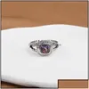 Anéis de banda torcidos prismáticos pretos mulheres moda sier banhado micro diamantes na moda estilos versáteis entrega gota dhgarden jóias r dhij5