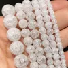 Perle 4 6 8 10 12 mm perle in cristallo screpolato bianco rotonde perle per distanziatore sciolto per gioielli che producono accessori per braccialetti fai -da -te 15''inches