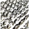 Band Rings 50Pcs Mti-Styles Mix Rotating Stainless Steel Spin Men Women Spinner Ring Wholesale Rotate Finger Party Jewelry Drop Deliv Dhpia
