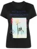 23 Estate Nuova nicchia francese Zadig Voltaire2024 Coconut Tree Pullout Stampa Volto sorridente Hot Diamond T-shirt a maniche corte in cotone nero da donna