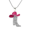 Zink Eloy Metal Hat Boot Necklace Colorful Boots Hängen Bail Snake Chain Halsband för souvenir Cowboys Cowgirls Gift Jewelry214h