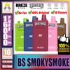 Oryginalne BS Smokysmoke 16000 16K Puff 16000 16k ładowalne E papierosy z cewki Cewki jednorazowe Pen z 650 mAh Bateria 36 ml 18*2 ml vs Breeze Stiik