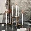 Candle Holders Geometric Aesthetic Candles Candelabro Pedestal Nordic Luxury Metal Small Modern Kaarshouder Decorations Drop Deliver Dh0Qn