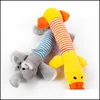 Juguetes para perros Chews Cute Pet Cat P Squeak Sound Divertido Fleece Durabilidad Chew Molar Toy Fit para todas las mascotas Elefante Pato Cerdo Drop Entrega Dhpzt