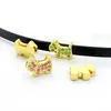 Pendentif Colliers 50pcs 8mm Couleur mixte Strass Dog Slide Charms Perles d'or Fit Nom d'animal Ceintures Bracelets CCOR