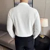 Chemises décontractées pour hommes Hommes 2023 Automne Manches longues Col V Slim Fit Camisas Solid Top Robe formelle Chemise Vêtements de mode coréenne
