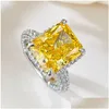 Pierścienie ślubne Cenne pierścionek z diamentem topazu 100% prawdziwy 925 Sterling Sier Party Band for Women Men Mężczyzn zaręczynowy Dostawa Dhciw Dhciw