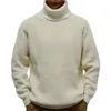 Men's Sweaters 2024 Thick Warm Turtleneck Sweater Solid Autumn Winter Retro Knitted Pullovers Simple Men Clothes High Collar Loose Tops