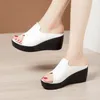 Slippers Small Size 32-43 Casual Outside Beach Chunky Platform Wedges Women Shoes 2023 Summer Medium Heels Slides For Mother