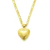 22k Fine Yellow Gold FINISH Italian Figaro Link Chain Necklace Heart Pendant205R