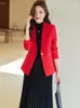 Ternos femininos 2023 mulheres blazer marrom vermelho verde preto moda profissional jaquetas formais um botão negócios escritório senhoras trabalho casaco tops